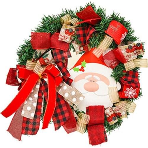 Christmas Wreath Garland Decoration Santa Claus Bow Ornament Christmas Tree Pendant Decoration Home