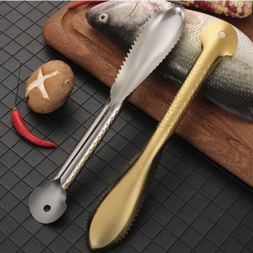 304 stainless steel fish scale planer kitchen fish scale scraper double row serrated thickened planer