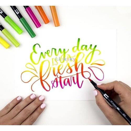 Tombow Brush Lettering Dual Brush Pens ,green Colors ,ABT Watercolor Art Markers,Calligraphy Pen Brush Stationery Manga Painting