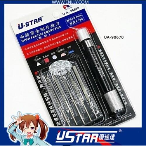 Ustar 90670 High Precision Emery P180 File Set With Handle (5in1) For Scale Model Modeler Craft Tools Modeling Hobby Accessory