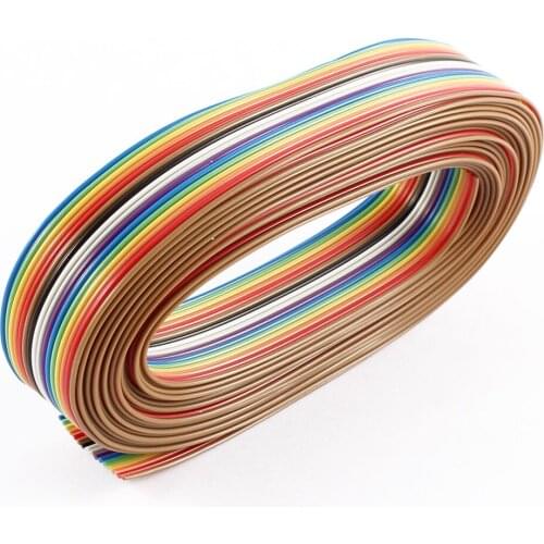 UXCELL 13Ft 4M Length 16 Way 16 Pin Rainbow Color Flat Ribbon Cable Idc Wire 1.27Mm Spacing Diy For Clean Terminations