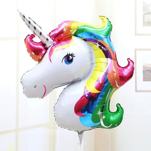 Rainbow Unicorn Aluminum Foil Balloons Birthday Party Animal Balloon Helium Inflatable Balls Birthday Party Decorations Kids