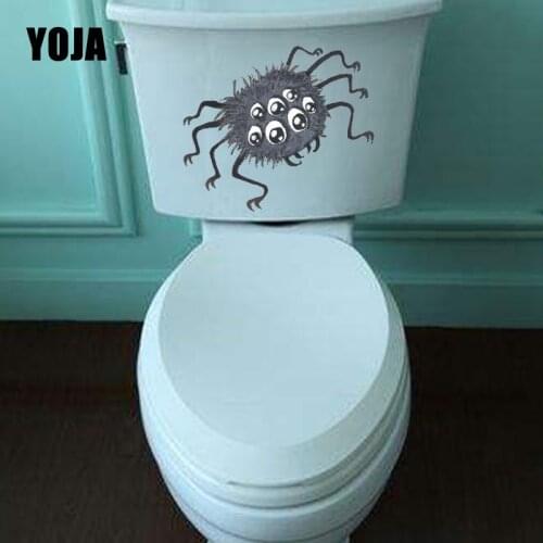 YOJA 22.7X19.9CM Halloween Cartoon Spider Funny Pattern Toilet Wall Sticker Decal Living Room Home Decor T5-1162