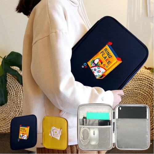 For Ipad Pro 11 12.9 Protective Case Sleeve Pouch Korean Embroidered Toast Laptop Inner Bag Digital Storage Bag Tablet Bag
