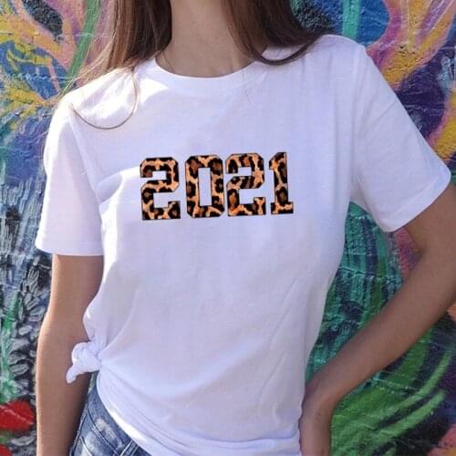 The New Summer Creative European and American Leopard Print Women T-shirt Letters Printed Tops Loose Casual Femme Streetwear Tee