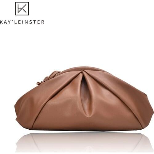 Summer Popular New Small Women Bag Fashion Net Red Pearl Chain Cross Body Bags Shell Shoulder Bag PU Pleated Design Cloud Bags