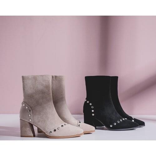 Boots Women 2021 New Web Celebrity Boots Women Autumn/winter Plus Plush All-match High-heeled Boots Women Thick Heel Socks