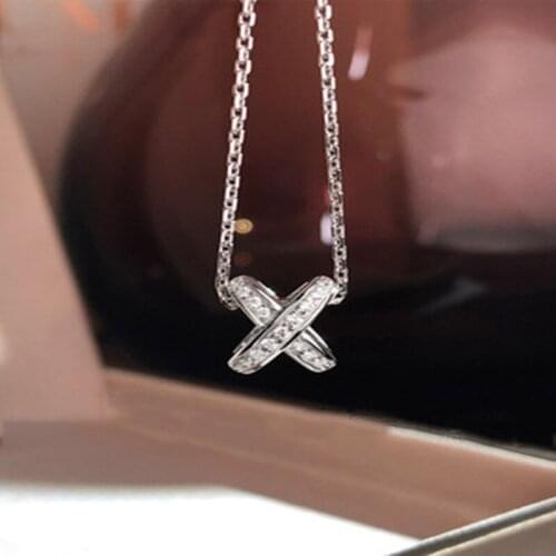 925 New Temperament Lucky Cross Fate Series Necklace Clavicle Chain 18k Color Gold Plated Rose Gold White Gold For Women Jewelry