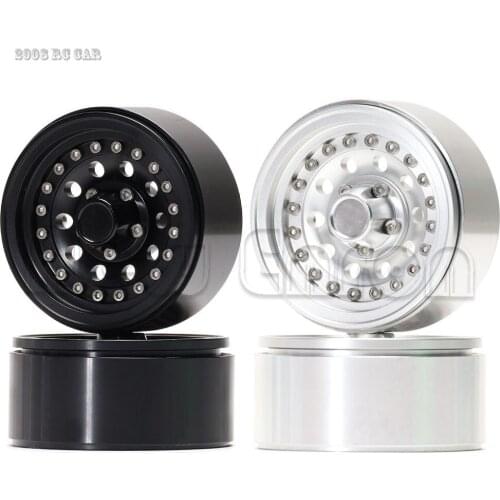 1:10 4PCS Black/Silver 1.9inch Aluminum Alloy Beadlock Wheel Rim for 1/10 RC Crawler Axial SCX10 90046 AXI03007 TRX4 Bronco
