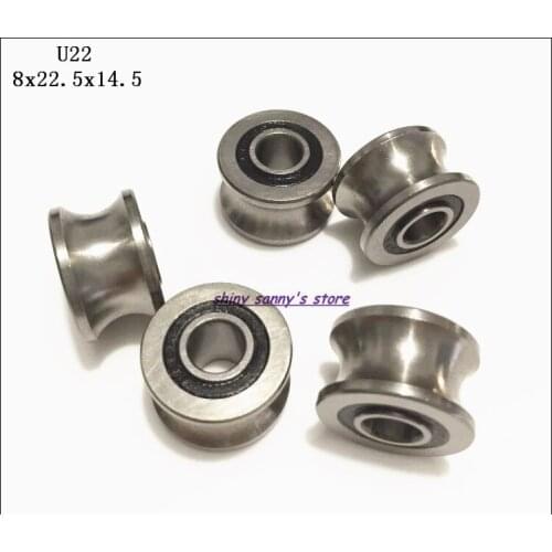 15pcs/Lot U22 8x22.5x14.5x13.5mm U Groove Bearing Steel Deep Groove Ball Bearing Traces Walking Guide Rail Bearing Brand New
