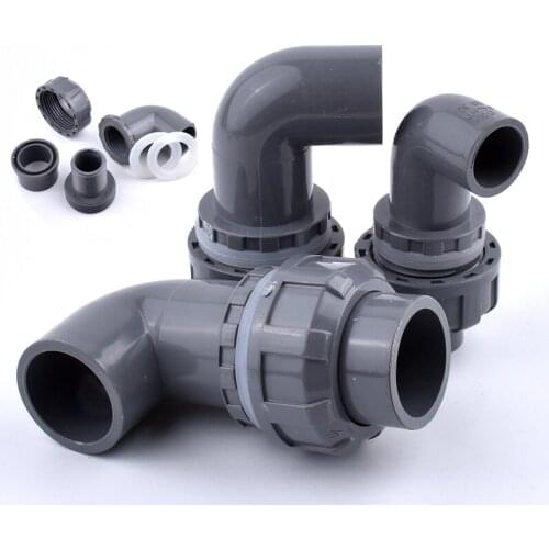 20-50mm Quality L Type Grey PVC Pipe Connectors Fish Tank Drain Pipe Joints Garden Irrigation Water Supply System Accessories