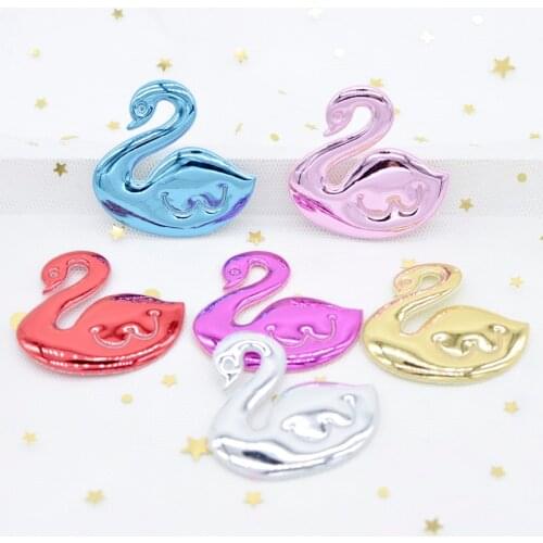 20Pcs 42mm PU Fabric Padded Appliques Kawaii Swan Patches for DIY Headwear Hair Clips Ornament Make Cake Topper Accessories H13