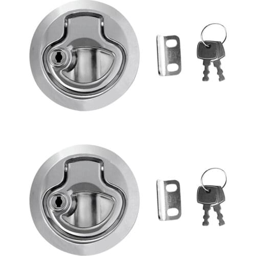 2x Marine Boat Locking Flush Pull Hatch Latch Bright Chrome Plated w/ 2 Keys