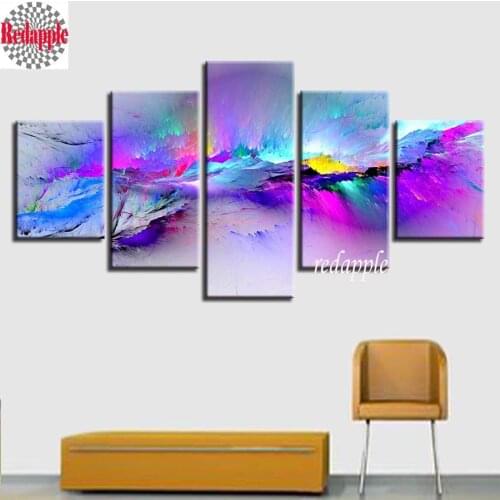 5D Diy Diamond Painting Cross Stitch Diamond Embroidery Clouds Colorful Pattern Crafts Diamond Mosaic 5pcs/set living room decor