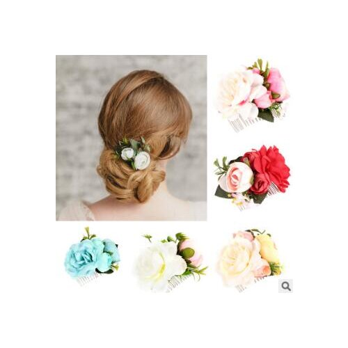 60pcs/lot DIY Fabrics Flowers 6 Colores Bride Hair Combs Formal Dress Hair Claw Hair Care & Styling Tools Hair Accessories HA892