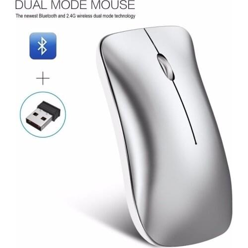 New USB Two Modes Wireless Bluetooth Mouse Silent Mouse Bluetooth 4.0 USB Dual Mode 2.4G 1600 DPI Photoelectric Wireless Mouse