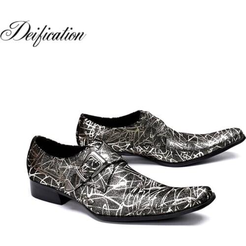 Deification Italian Brand Mens Dress Shoes Fashion Color Printed Loafers Square Toe Business Formal Party Wedding Shoes Size 12