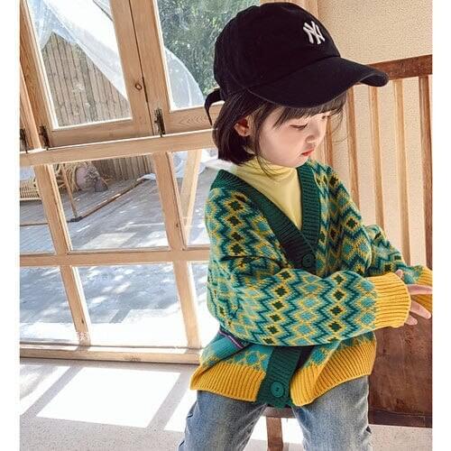 Spring Autumn Girls Boys Green Sweater Children Clothing Knitting Baby Cardigan Kids Clothes Childrens Casual Coats Knitted