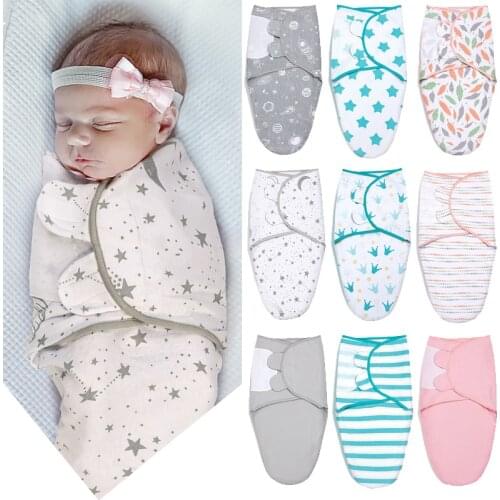 0-3 Months Infant Anti Startle Bat-Style Wrapped Swaddle Baby Summer Cotton Velcro Sleeping Bag Newborn Stroller Sleep Sack