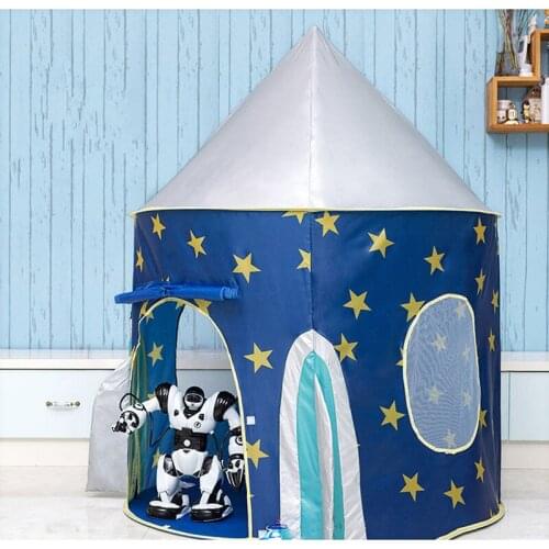 Children Spaceship Tent Folding Baby House Rocket Castle Projection Rocket Ship Play Tent Spaceship Playhouse Ocean Game