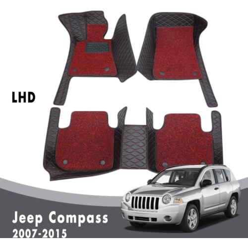 Double Layer Wire Loop Carpets For Jeep Compass 2015 2014 2013 2012 2011 2010 2009 2008 2007 Car Floor Mats Interior Accessories