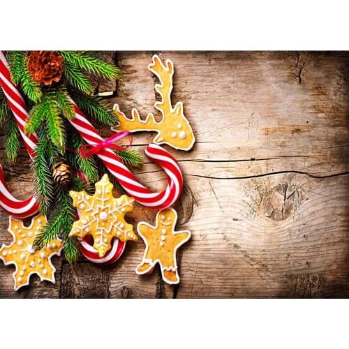 Christmas Plant Dessert Wooden Board Photo Background Vinyl Cloth Photo Studio Backdrops for Children Photo Shootings photobooth