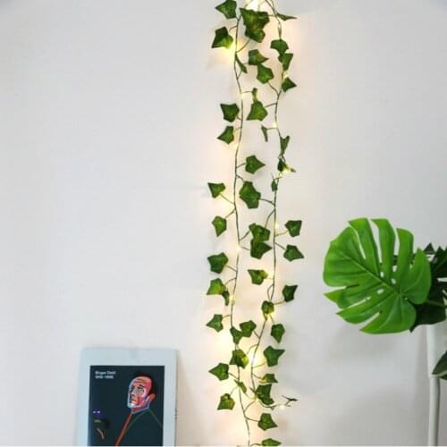 2M 20LED Artificial Plants Leaves Garland Vine Fake Foliage String Light Garden Home Decor Wedding Home Decoration Accessories