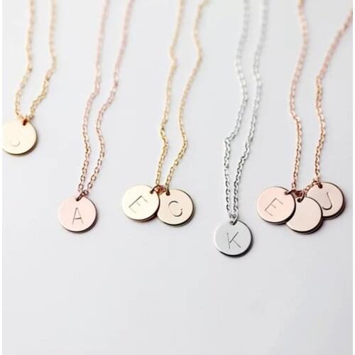 Letters Disk Necklace Handmade Rose Gold Choker 10mm Pendant Kolye Collares Jewelry Riverdale 925 Sterling Silver Collier Femme