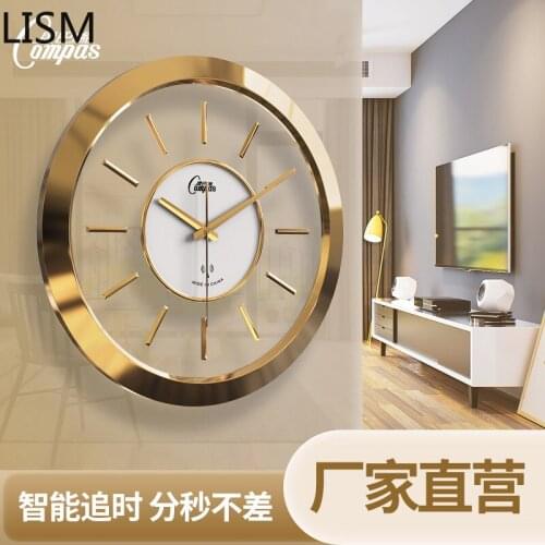 Round Wall Clock Quartz Silent Luxury Clocks Wall Home Decor Living Room Light Luxury Night Electric Wave Clock Relogio Parede