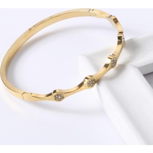 Fashion Stainless Steel Bracelets Bangles For Women Girls Crystal Bangle Cuff Bracelet Jewelry Gifts