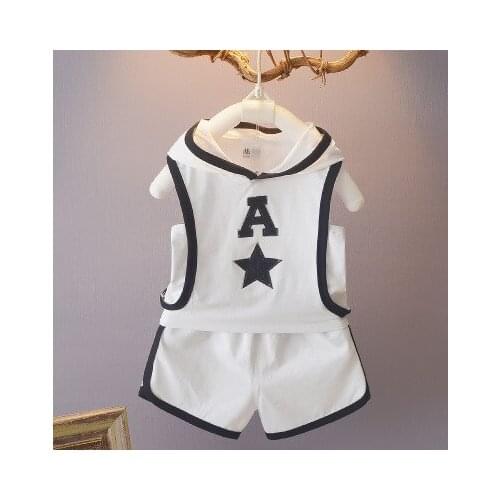 Fashion Summer Hooded Childrens 2pcs Set Cotton Suit Childrens Clothing Bebes Set Girls Boys Clothing Jogging Tracksuit