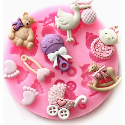 3d Silicone Baby Shower Party Fondant Mold For Cake Decorating Silicone Mold Fondant Cake Sugar Craft Moulds Tools