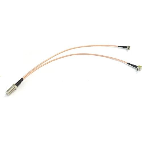New F female To 2x TS9 right angle 90-degree Y type splitter RG316 cable Wholesale 15cm/30cm/50cm for 3G modem
