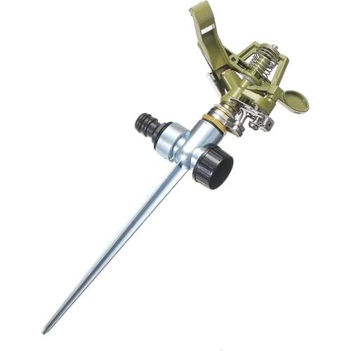 New Zinc Alloy Pulsating Sprinkler 360 Degree Rotation Lawn Watering Sprinklers with Spike for Garden Irrigation System