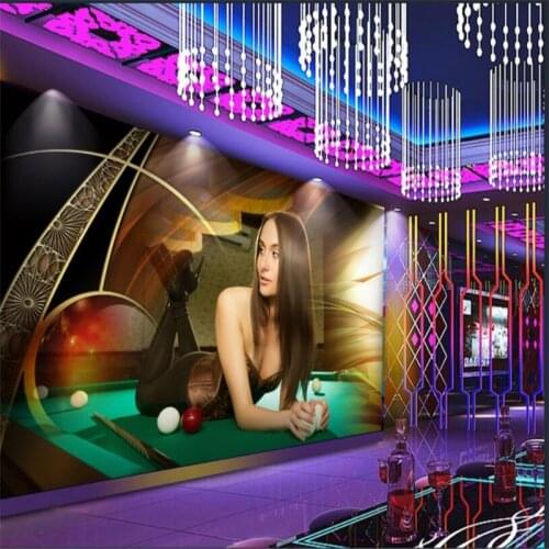 Beibehang Custom wallpaper beautiful cool sexy beauty billiards room snooker beauty tooling decorative painting