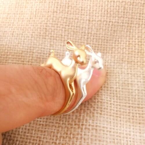 Wholesale 10Pc/lot Classic Deer Ring Adjustable 3D Cartoon Animal Fawn Rings For Women Girls Geeks Rings Jewlery Gift