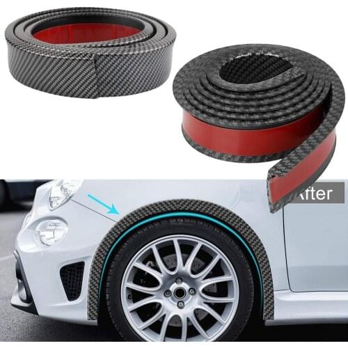 Pair 1.5Mx 4.5CM Universal Rubber Car Mudguard Trim Wheel Arch Protection Moldings Carbon Look Wheel Protection Wheel Sticker