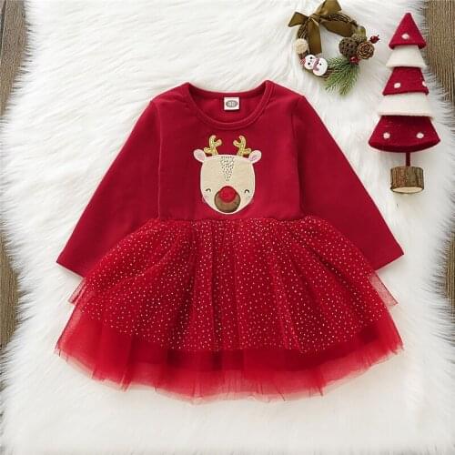 Girls Dress Winter Baby Christmas Mesh Dresses Toddler Newborn Outing Clothes Dress For Girls 0-4 Yrs Long Sleeve Kids Clothing