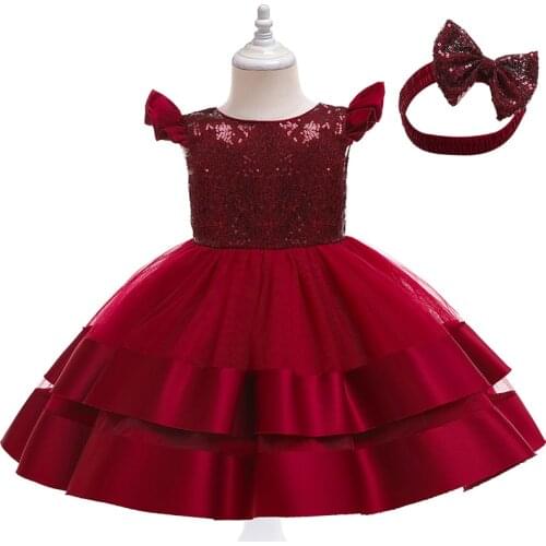 2019 Children’s Elegant Party Flower Dress For kid Girl Gold Princess Wedding Dresses With Bow Child Customes Clothing