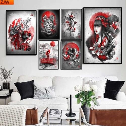 Full square diamond painting Bushido Japan 5D DIY diamond embroidery Mosaic painting Rhinestone home decoration