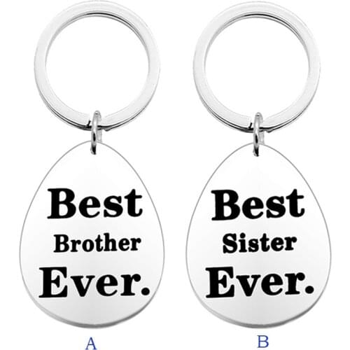 Popular Family Jewelry For Brother Sister Friend Lettering Best Brother/sister Ever Water Drop Shaped Pendant Keychain Key Ring
