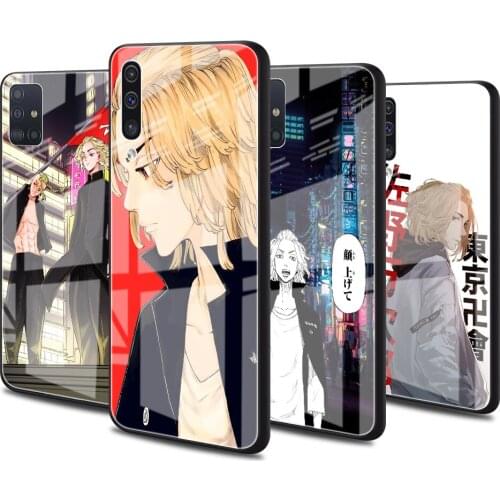 Luxury Glass Cover for Samsung Galaxy A51 A50 A71 A70 A21s A31 A10 A40 A41 A52 Tempered Phone Case Anime Tokyo Revengers