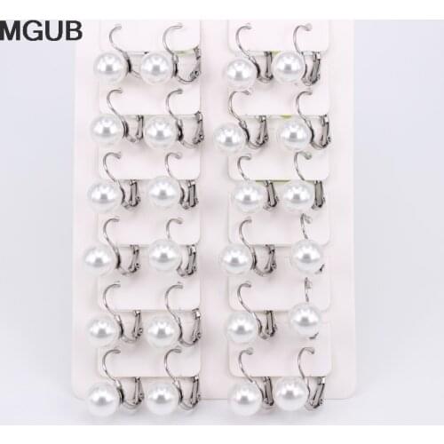 12 pairs/set Imitation pearls silver color Drop earring 8mm 10mm 12mm size selection popular Female children Comfortable ZN10