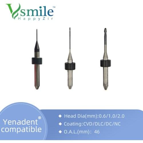 Milling Burs Diamond Coating for mill Zirconia Block Metal PMMA Yenadent Open CADCAM System
