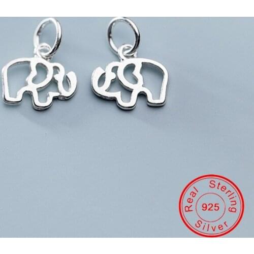 UQBing 925 Sterling Silver Hollow Simple Elephant Charms Fit Pendants & Necklace Jewelry Findings DIY Handcraft