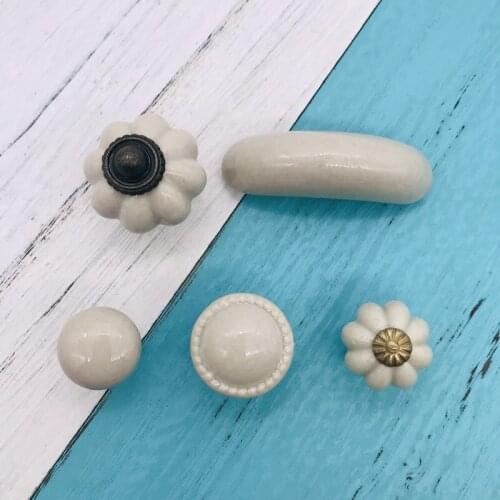 Vintage Ceramic knob of Crescent Pumpkin Round Shape Retro Dresser Door Knob Modern Kitchen Furniture Handle Cabinet Drawer Pull