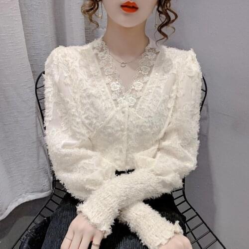 Women Blouse 2021 Chemise Femme Lady Solid Button Up Turn Down Collar Shirts Women Plus Size Ladies Patchwork Blouses Femme