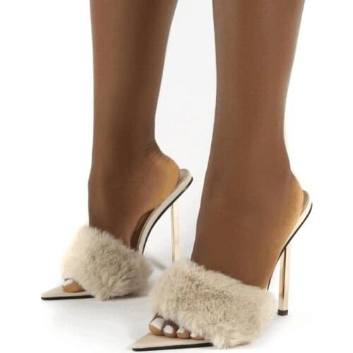 Runway style Summer shoes Women Slippers Fashion thin High heels Gladiator Sandals Outdoor Beach Slides Ladies Mules dress Shoes