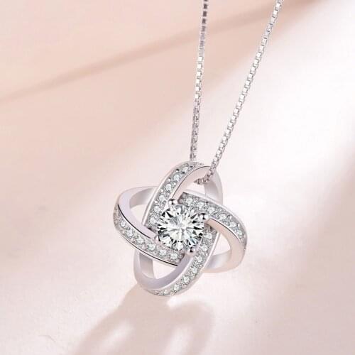 REETI New Arrivals real 925 Sterling Silver Crystal Clover Necklaces Pendant Hot Sale Pure Silver Jewelry for Women
