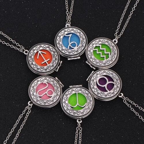 1PCS 7 Felt Pads Constellations Essential Oils Diffuser Necklace Trendy Aromatherapy Diffuser Necklace Pendant Girls Jewelry
